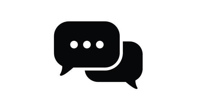 Two black speech bubble icons with ellipsis isolated on white