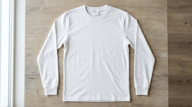 Mock up of a long sleeve jersey laid on a wooden surface