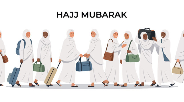 vector Muslim people performing the Hajj pilgrimage 4