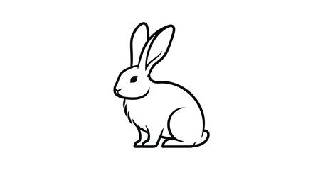 Naklejka premium Simple line drawing of a cute white rabbit sitting on a white background, perfect for children's books and Easter themes