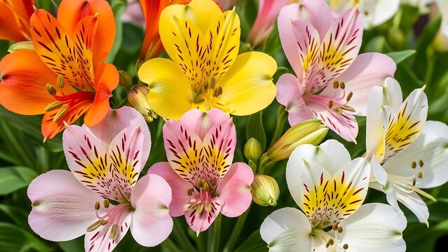 Vibrant Alstroemeria Flowers in Bloom.