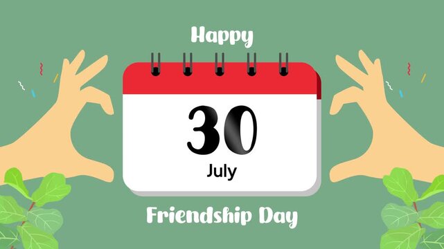 Calendar reminder for friendship celebration day. Friendship day concept. Full length Icon animation illustration. High quality&nbsp;4k&nbsp;footage