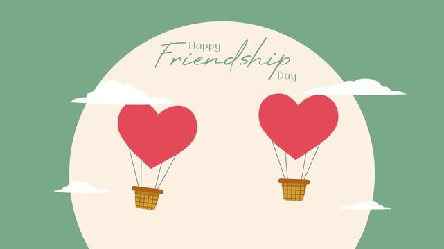 Floating hearts representing friendship love connection. Friendship day concept. Full length Icon animation illustration. High quality&nbsp;4k&nbsp;footage