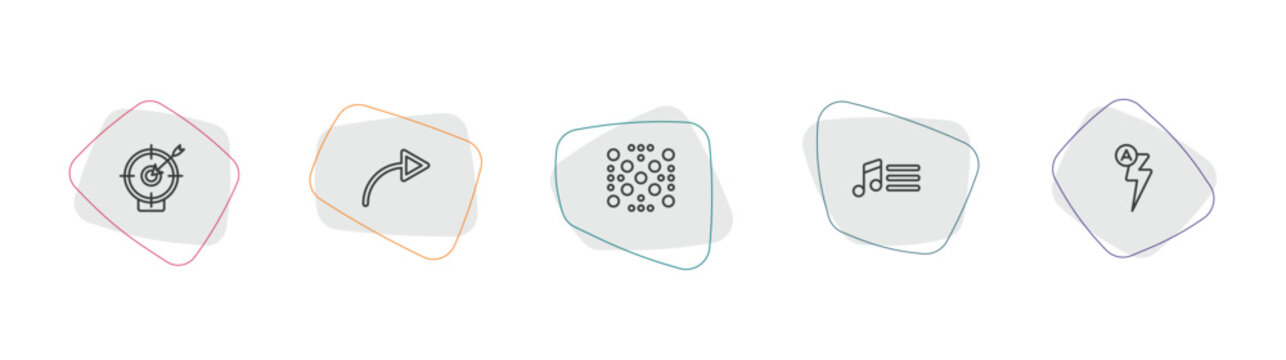 ultimate glyphicons outline icon set. linear vector for ui, web and mobile. thin line target with circle, turn right, dot crossed icons.