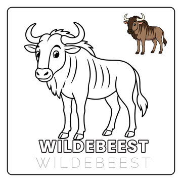 Wildebeest Animal Children Coloring Pages