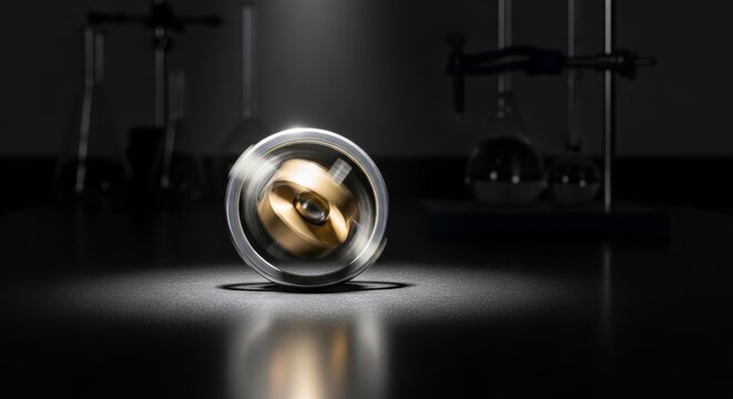 Spinning Gyroscope Demonstrating Angular Momentum in a Laboratory