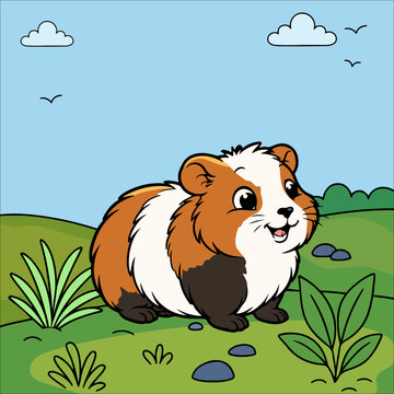 Guinea Pig Cute Animal Children Coloring Pages