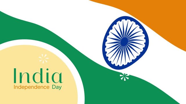 Indian flag abstract patriotic background. India Independence day concept. Full length Icon animation illustration. High quality&nbsp;4k&nbsp;footage
