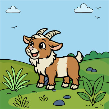 Goat Cute Animal Children Coloring Pages