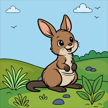 Wallaby Cute Animal Children Coloring Pages