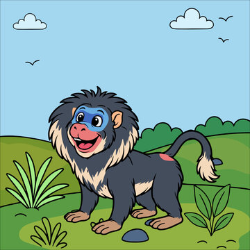 Baboon Cute Animal Children Coloring Pages