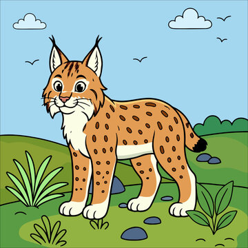 Lynx Cute Animal Children Coloring Pages