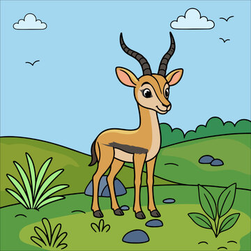 Impala Cute Animal Children Coloring Pages