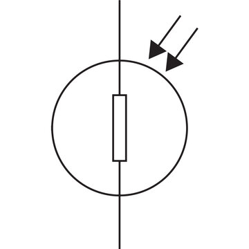 Light dependent resistor LDR circuit symbol line icon