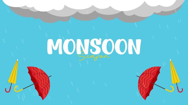 Dark clouds bringing heavy monsoon rain. Monsoon day concept. Full length Icon animation illustration. High quality&nbsp;4k&nbsp;footage