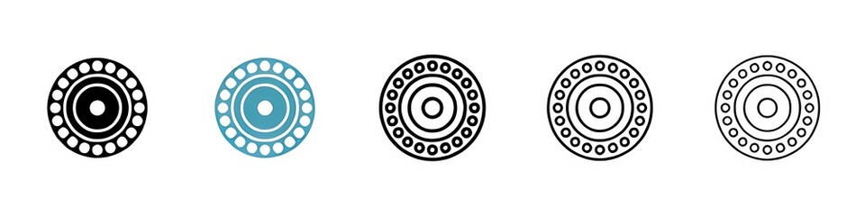 Car bearing vector icon set. Car bearing wheel ball bearing for UI designs. Thin line customizable illustration. Contour symbol. Vector isolated outline drawing. Editable stroke © Lovely