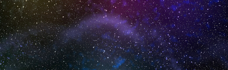 Infinite universe panorama. Dark starry sky with magical cosmic dust and starlight. © Maximusdn