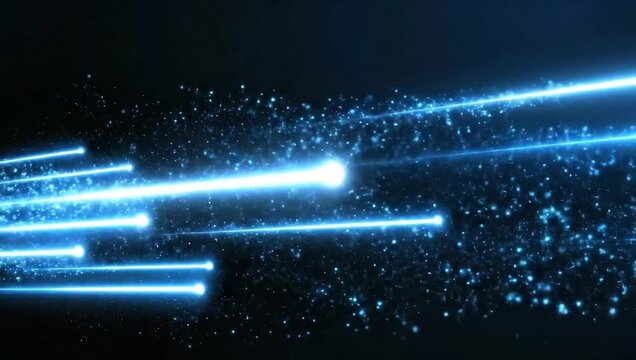 Glowing light trails streaking across dark background motion footage.