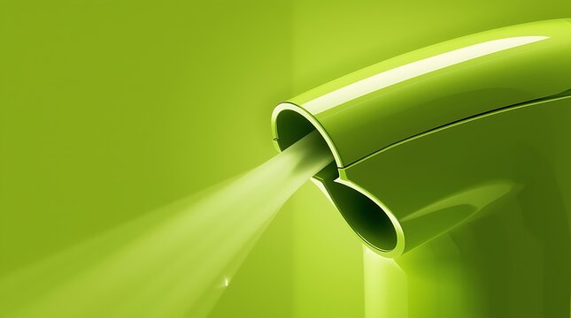 Green Air Freshener Spraying Fresh Scented Mist Closeup.