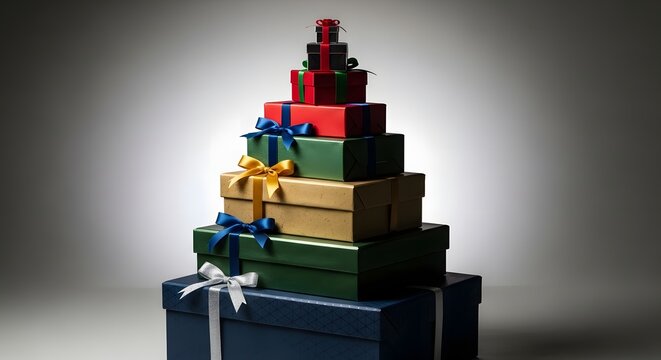 Festive stack of gift boxes a christmas and holiday celebration image