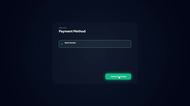 Luxury retail website checkout flow with bank transfer payment option and green success confirmation message