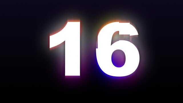 Sci-fi digital timer countdown &ndash; 20 to 0 seconds clock animation with circular tech overlay graphics. Countdown Timer Interface Animation on Dark Background.