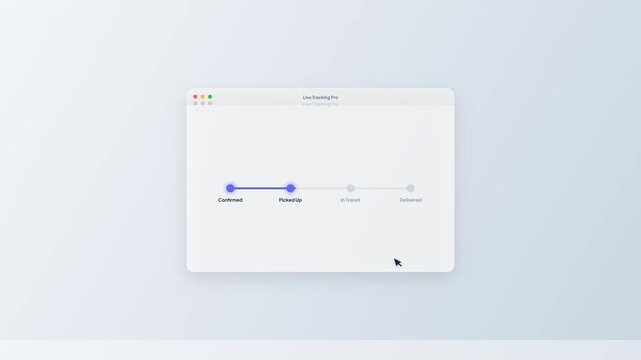 Package tracking dashboard showing delivery status progress from order confirmation to successful delivery