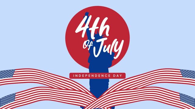 Retro badge with patriotic wave elements. 4th of July concept. Full length Icon animation illustration. High quality&nbsp;4k&nbsp;footage
