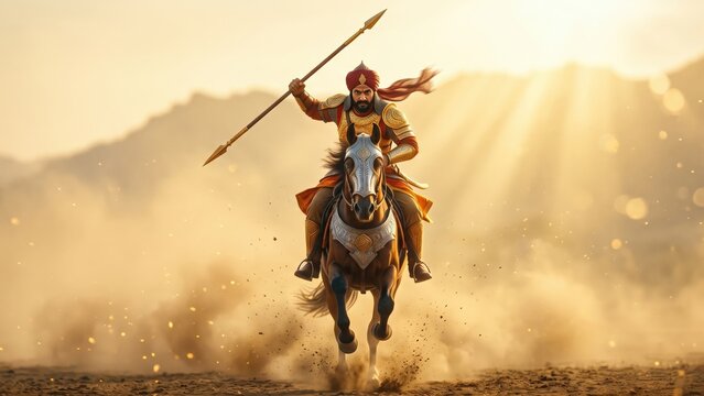 Maharana Pratap Charging on Chetak &ndash; Cinematic Rajput Warrior Sunrise