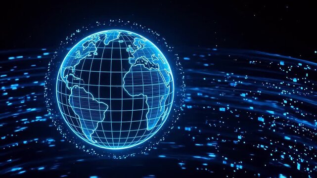 Blue glowing digital globe
