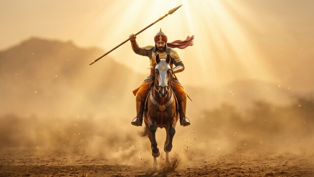 Maharana Pratap Charging on Chetak &ndash; Cinematic Rajput Warrior Sunrise