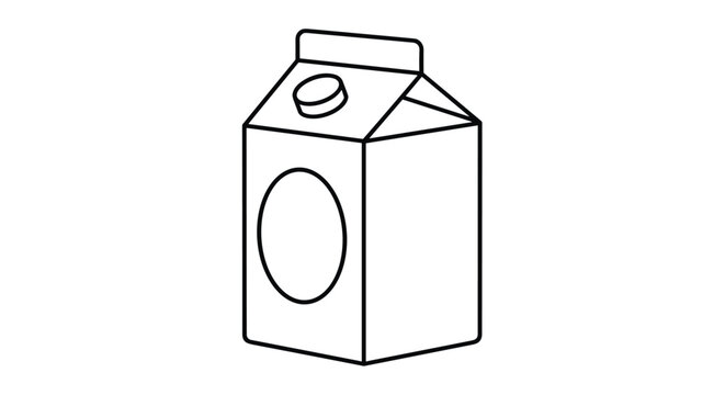 Simple milk carton box outline for dairy product packaging and grocery store inventory management design concepts.