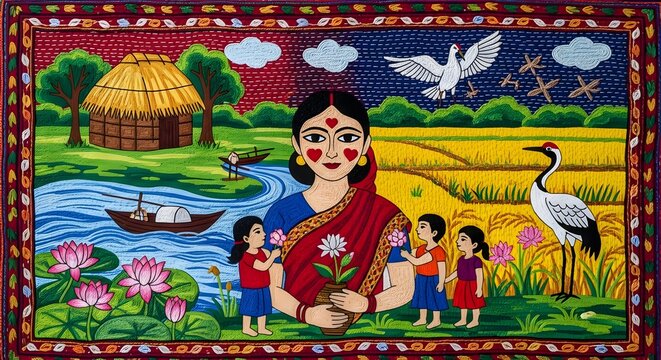 Indian Mother day Nakshi katha stitching
