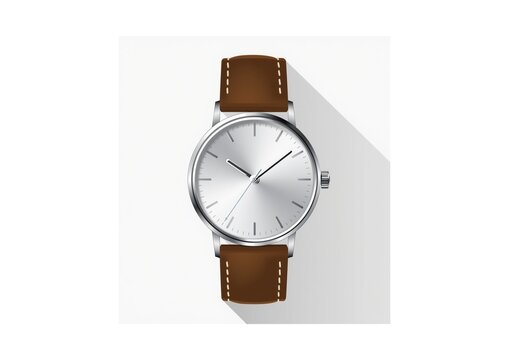  Classic luxury analog wristwatch with leather strap vector illustration