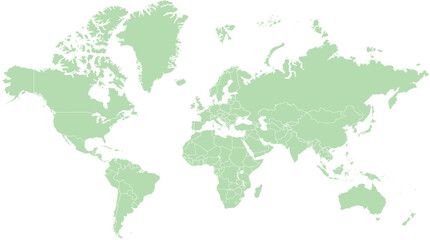 Obraz premium Mint green world map, vector illustration, global map, minimalist design