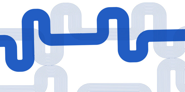 abstract background featuring blue layered retro linear pipe patterns on a white backdrop for technology and futuristic layouts.