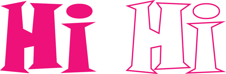 Pink "Hi" Text Illustration in Bold Playful Font Over White Background for Greeting and Social Media Graphics © Rokeya