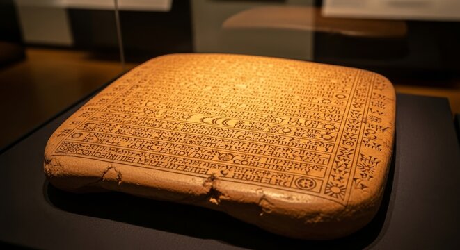 Ancient Babylonian Clay Tablet with Cuneiform Script