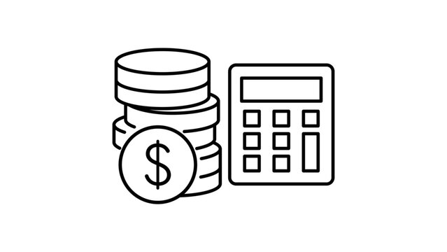 Professional payroll vector icon with editable stroke featuring a stack of coins representing wealth and earnings, a minimalist line illustration for financial apps and business management.