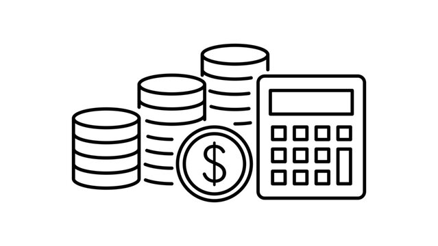 Minimalist payroll vector icon with editable stroke showing a stack of coins, a clean black line illustration for financial services, accounting software, and professional business projects.