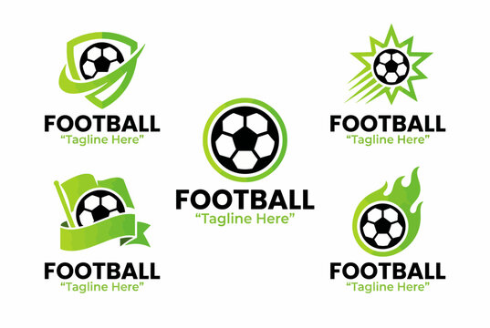 An engaging collection of football logos that creatively incorporate soccer balls and dynamic graphics, capturing the energy and excitement of the sport for fans and teams alike.