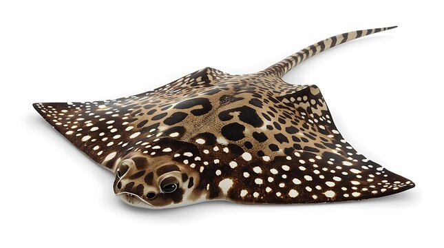 Spotted Eagle Ray Isolated on White Background.