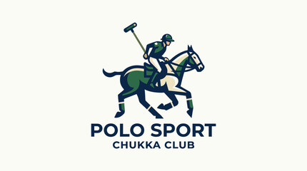 A dynamic logo design for a polo sport club, capturing the spirit of the game with a rider on a galloping horse, symbolizing speed, skill, and tradition. © James