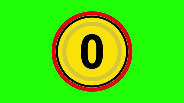 Seven second animated countdown number, Simple 7-second countdown timer version included Movies start intro 5 4 3 2 1 0 count down on green background