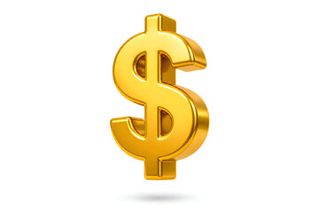 Obraz premium Isolated 3D Golden Dollar Sign - Premium Glossy Currency Symbol for Financial Success and Wealth Concept