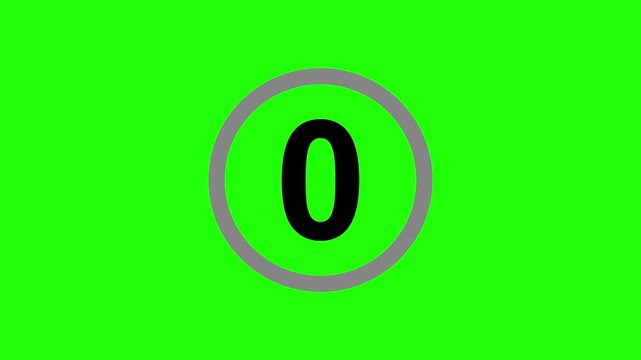 4k 7 second countdown timer circular animation from 7 to 0 seconds on green background, 7 seconds to 0 second with alpha channel, version included Movies start intro 5 4 3 2 1 0 count down 