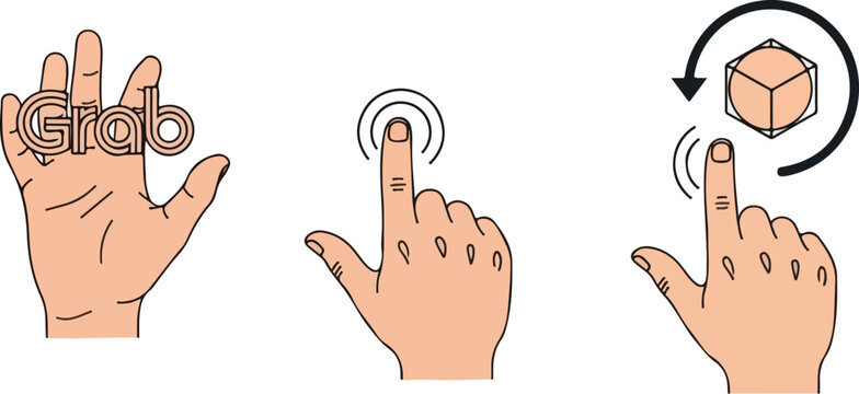 Touch Gesture for Grabbing and Rotating Digital Object