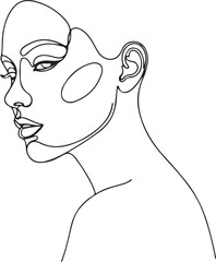 Minimalist black and white profile portrait of a woman Continuous Line Art Vector Illustration © Mostakim72