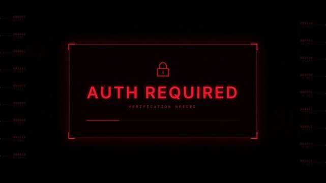 Digital security alert: authentication needed display with progress indicator