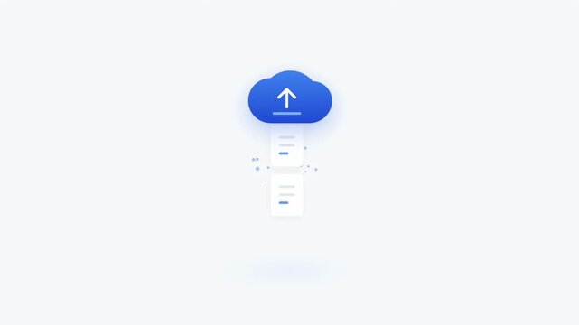 Blue cloud uploading sequence with animated digital progress indicator